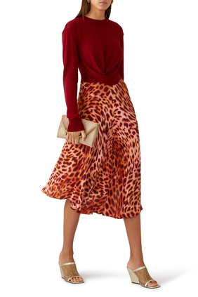 Twisted Merino Knit Cheetah Dress